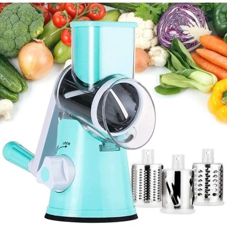 Roterende rivejern med 3 forskellige tromler Blå—pa