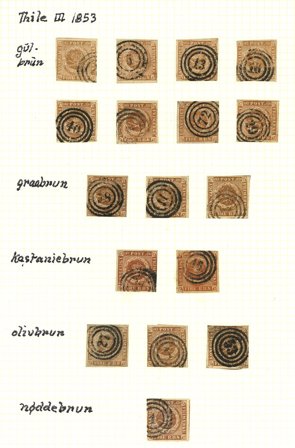 Danmark 1853 - Samling på 1 side med 4 RBS frimærker - Stemplet