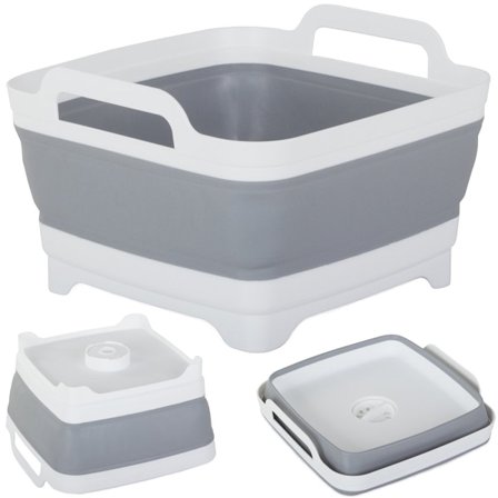 Silikonfällbar skål med stopphandtag 8l