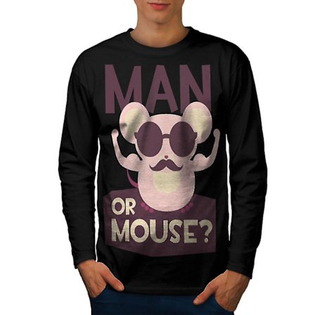 Man Eller Mus Gym Sport Män Svart Långärmad T-shirt | Wellcoda