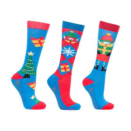 Hy Dams/ladies Jolly Elves Bamboo Christmas Socks (paket Med 3)