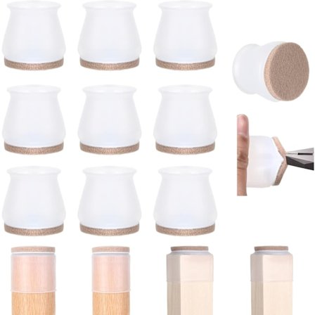 24 stk. Silikone Stolben Gulvbeskyttere - Møbel Silikone Betræk, Møbelben Betræk med Anti-Slip F