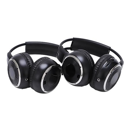 2 x Dubbla Infraröda Stereo Trådlösa Hörlurar Headset IR Bil DVD-spelare Huvudstöd Svart