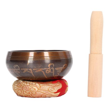 Tiibetiläinen laulukulhosetti tiivistetikulla 3 tuuman kulhon halkaisija käsin taottu kannettava Buddha-äänimalja meditaatioon