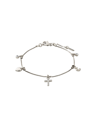 MATCH - Anet krystall-armbånd med anheng - Pilgrim - Str. 0 - Dame - Tilbehør - Svart - Messing med krystaller