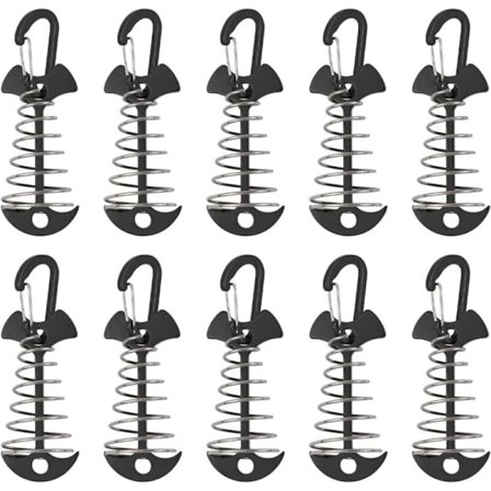 Terrasseforankringspløkker, 10 stk. i aluminium vindjakke aluminium med fjederløkke, bærbar anker til udendørs camping