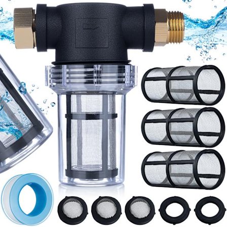 Vattenfilter 3/4" F-3/4" M – Metallnät 40 Mikroner | 10 Bar Max Tryck | för Trädgårdsbevattning och Högtryckstvätt