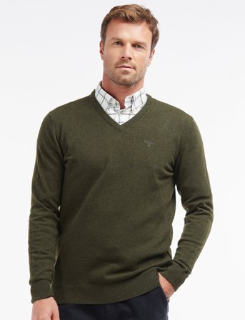 Barbour Barbour Essential Lambswool V Neck Sweater - Green - XXL