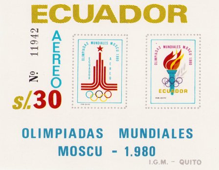 Ecuador 1980 - Olympiske Lege i Moskva - Postfrisk miniark