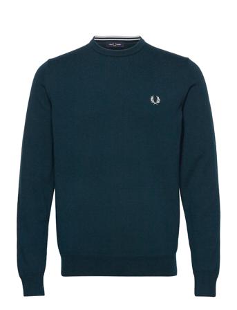 Classic C/N Jumper Strikkegenser M. Rund Krage Blå Fred Perry*Betinget Tilbud