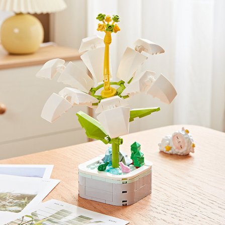 Byggkloss Blomsterbukett Kit - Konserverade Rosor för Alla hjärtans dag [JSR] 103-B1-Krukbukett-Ros-123g