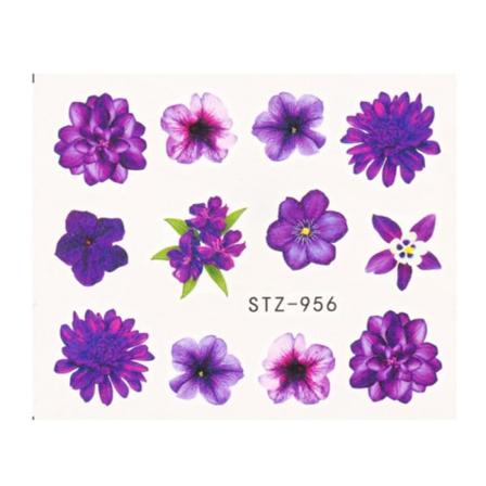 Färgglada blommor Nail Art Stickers Vattenstämpel Gör-det-själv-manikyrdekoration Fantastiska presenter för kvinnor 56