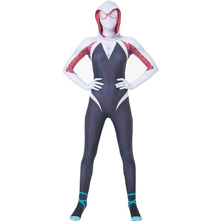 Spiderman Zentai Bodysuit Superhero Gwen Stacy Cosplay Costume Jumpsuit Mask Suit Girls Woman Bodysuit Halloween Adult Child H_a -a