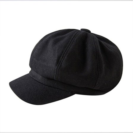Flickors Hatt Beret Ull Oktagon Modehatt (Svart)