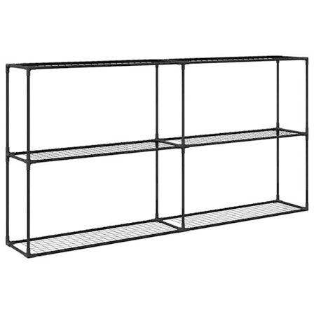 Plantstöd med 3 nivåer - vidaXL - Svart - 200x32x104 cm - Stål - Mesh hyllor - För utomhusbruk