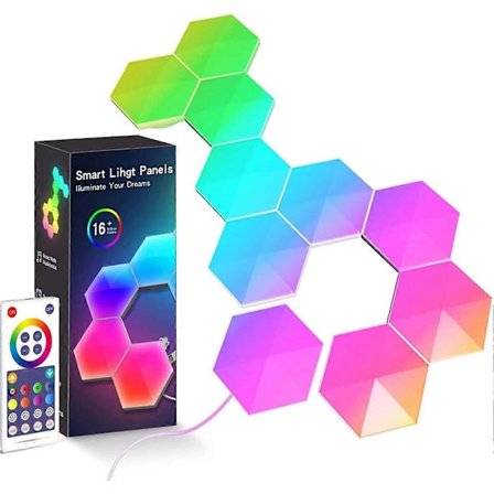 LED Sekskant Vegglampe Smart Modulær RGBIC Honeycomb Lys med APP Fjernkontroll og Musikk Synkronisering USB Drevet Sekskant Datamaskin Spilllys for 