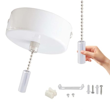 Lynlås-stil lyskontakt, 60 mm metalbase, 150 cm ledningslængde, egnet til opgradering af pendellampekontakter til forskellige lysarmaturer.