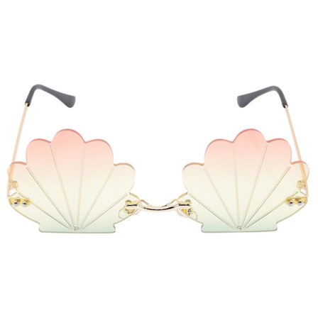 Skjell solbriller rammeløse morsomme solbriller festbriller dekorasjon (13,9X13,8 cm, som vist på bildet)