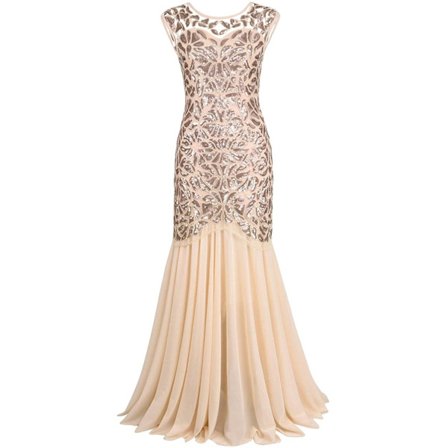 Naisten 1920-luvun paljetti Gatsby pitkä iltapuku