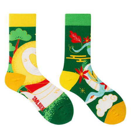 5 par Många stilar av AB-strumpor asymmetriska kreativa trendiga strumpor roliga par mandarinanka färgade mellanhöga strumpor