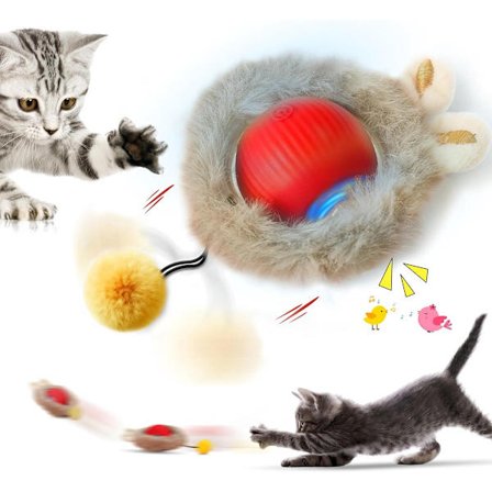 Kattleksaker - Bollar Interaktiv Leksaksboll Elektrisk Automatisk Rörlig Lockar Inomhuskatter till Lek och Interaktion_yu