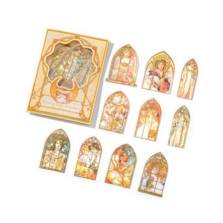 20 stk. Mucha Gallery Series dekorative laserguld-klistermærke D D