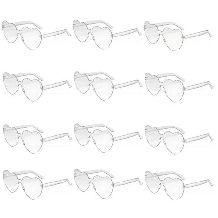 12 stk. Hjerte Solbriller For Kvinner Transparent Hjerteformet Solbriller Bulk Morsomme Solbriller Pakke For Festfavor