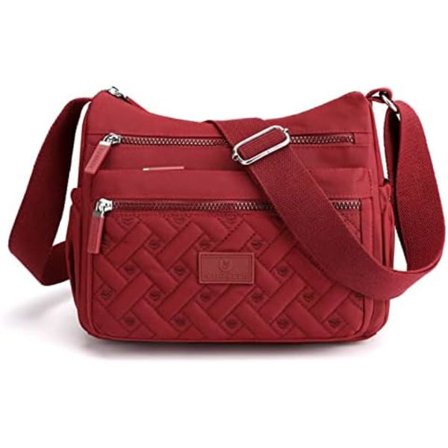 Dame Crossbody Bag, Multi Pocket Crossbody Bag Skulder Bag Reise Bag Håndveske (Rød)