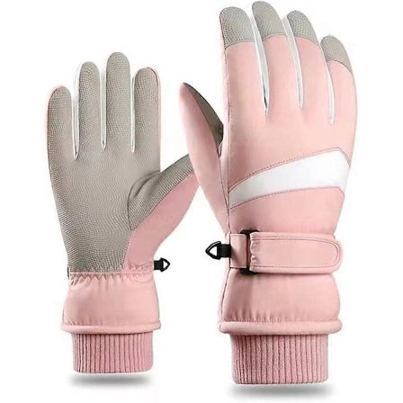 Skihandsker Damer Vandtætte Termiske Handsker Skridsikre Vindtætte Touchscreen Handsker Vinter Varme fleece fortykkede - pink 2