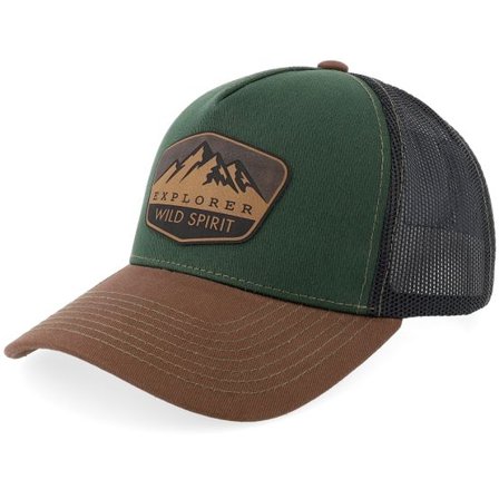 Wild Spirit - Grön trucker Keps - Mountain Explore Brown Patch Forest Green/Black/Brown A-frame Trucker @ Hatstore