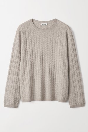 Soft Goat - Oversize Cable Knit - Women cashmere sweater - L - Greige