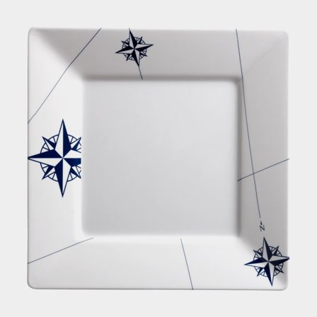 Piatti in melamina Marine Business Northwind Square, antiscivolo, bianco/blu, 25 cm, confezione da 6