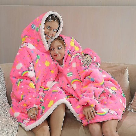 Oversized hoodie filt Family Look Homewear Plysch fleece sherpa filt Chilren huva filt 2