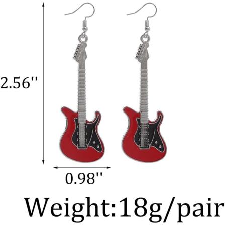 Mode Punk Metall Svart Vit Musik Bas Elgitarr Dangle