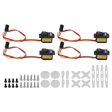 4 kpl Servo-moottoreita, korkea hyötysuhde, matala melu, alhainen virrankulutus, helppo asentaa, mikro-servo robotille, kiinteäsiipinen