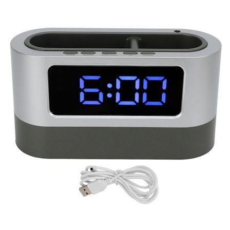 Digitaalinen kalenteri, jossa ajan muistitoiminto, 12H/24H-tila, kynäteline ja LED-elektroninen herätyskello kotiin, sininen