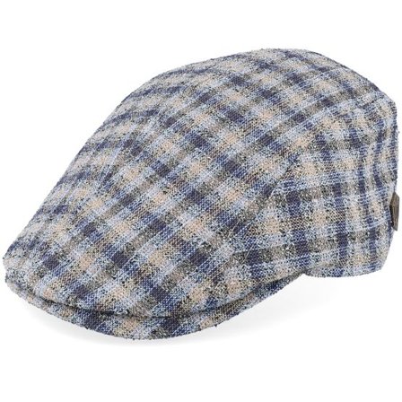 MJM Hats - Blå flatcap Keps - Daffy 3 41 Cotton Mix Navy Check Flat Cap @ Hatstore