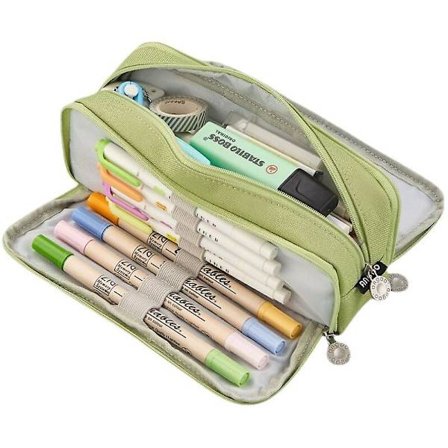 Stor blyantveske med 3 rom, sminke til ungdomsskole, skoleutstyr, blyantvesker, skoleutstyrsett