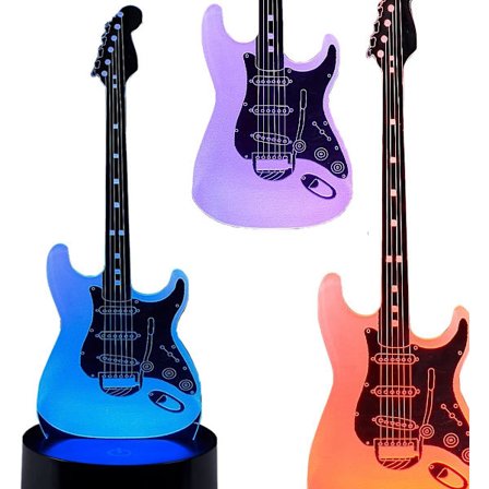 3D-yövalo Sähkökitara Moderni 3D-illuusio LED 7 Väriä