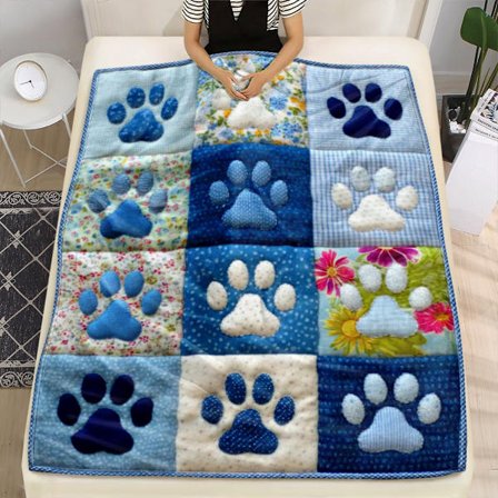 1 kpl Tassunjälkikuvioinen peitto - Pehmeä flanellinen ympärivuotinen kodikas päiväpeite tassu- ja luukuvioilla, monivärinen koira- ja tassukuviointi 