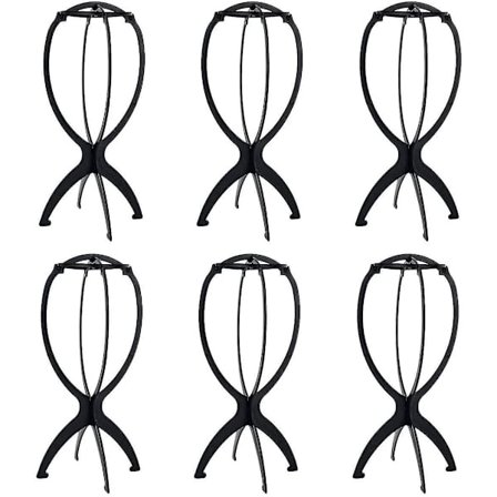 6 stk Parykk Stativ Holder Bærbar Plast Sammenleggbar Hår Visning