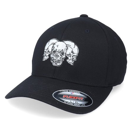 Iconic - Noir flexfit Casquette - Three Skulls Black Flexfit @ Hatstore