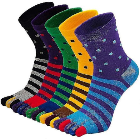 Tåstrømper Herre Fem Finger Stripete Sokker Løping Trening Bomull Ankelstrømper 5 Par