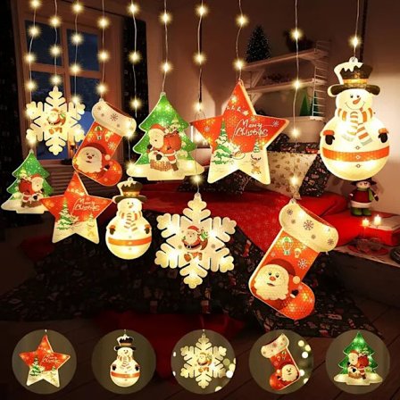 Jul LED Ljusgardin Garland Merry Christmas Tree Decorations Holiday Lights for Home