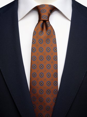 John Henric Men's Terrakotta Krawatte Geometrisch Size 7,5