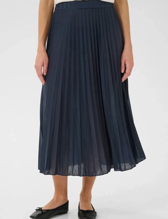 Cream Crfolo Plissé Skirt - Navy - M