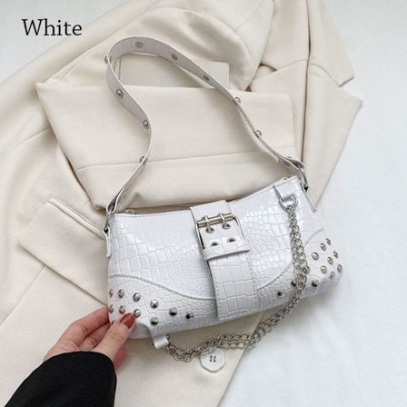 Olkalaukku Gothic naisten laukku VALKOINEN