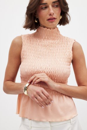 NA-KD Haut sans manches smocké - - Orange - XS