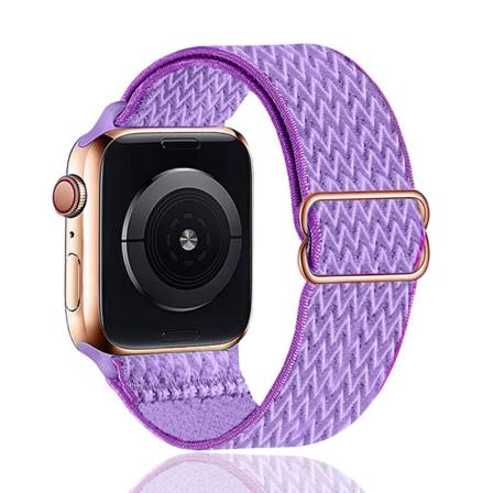 Elastisk rem kompatibel med Apple-band Justerbar stretch flätat elastiskt väv nylon för iWatch 7 --- Lila lila(42/44/45mm)