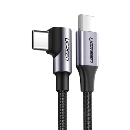 UGREEN USB-C till USB-C, Vinklad, 1m - Grå/Svart